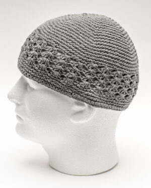 Thick Knit Crochet Koofi Cap - Gray