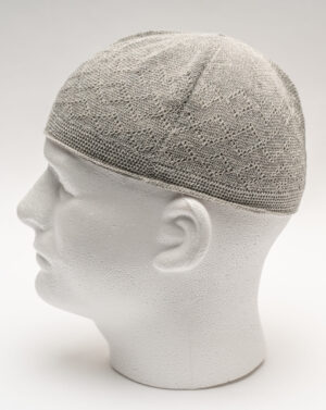 Fine Crochet Koofi Cap - Light Gray