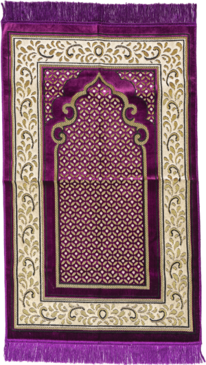 Silken Velvet Prayer Rug - Purple