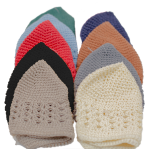 Thick Knit Crochet Koofi Cap - Beige